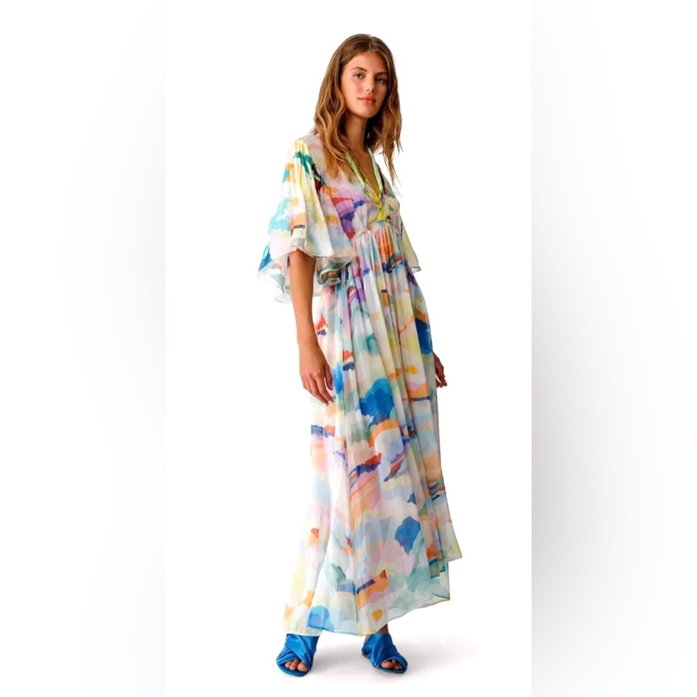 Forte Forte Silk Chiffon Dress with "Up Above in The Sky" Print in Morning. 10 - Picture 8 of 16
